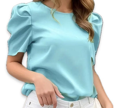 Blusa color liso de manga abullonada