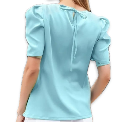 Blusa color liso de manga abullonada